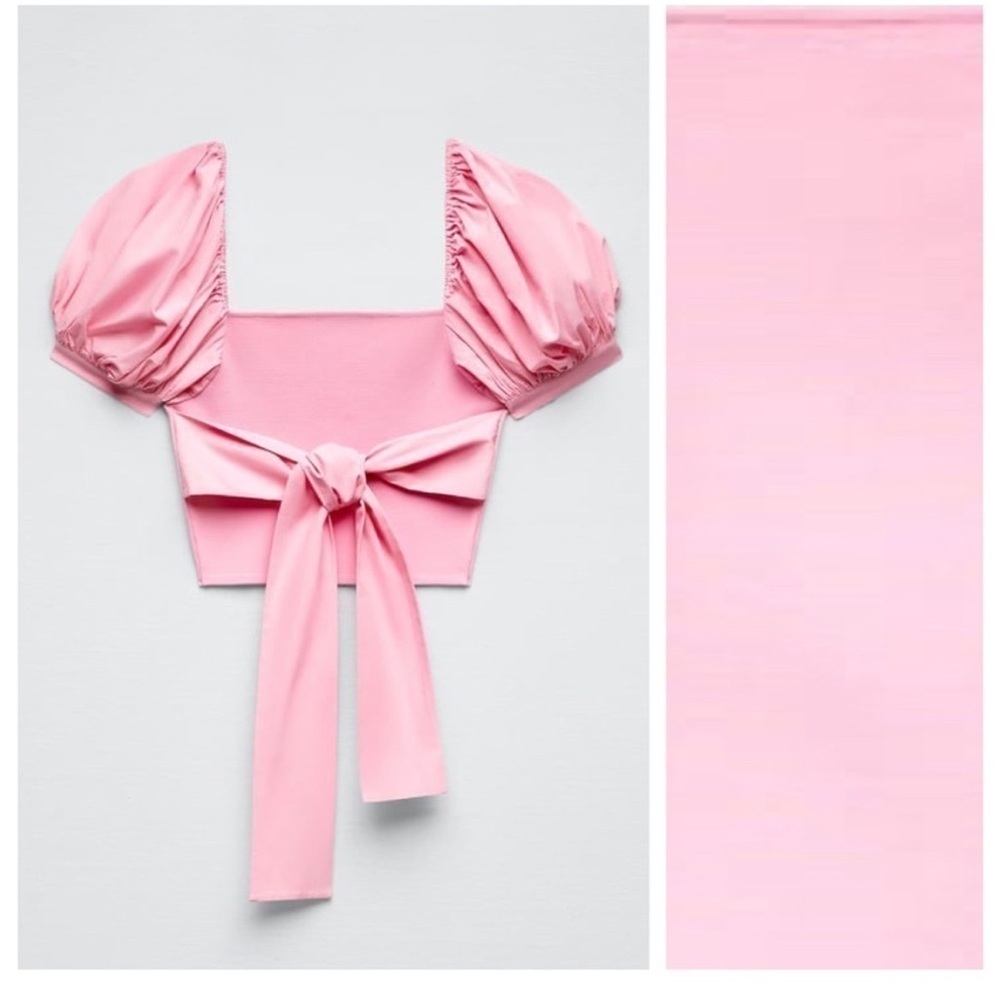 Pink zara top with puffy sleeves - Picture 4 of 6